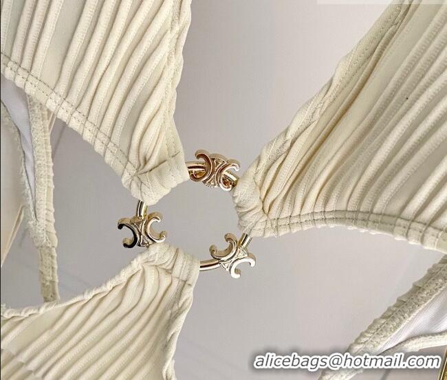 Super Quality Celine Two-Pieces Swimwear with Logo Circle 1111 White 2025
