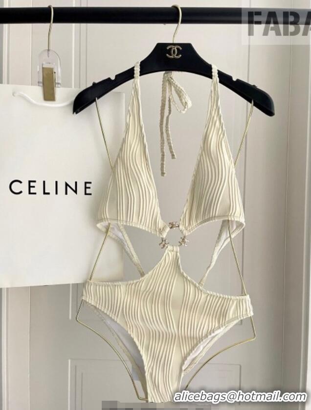 Super Quality Celine Two-Pieces Swimwear with Logo Circle 1111 White 2025