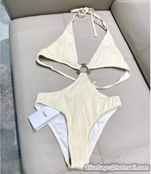 Super Quality Celine Two-Pieces Swimwear with Logo Circle 1111 White 2025