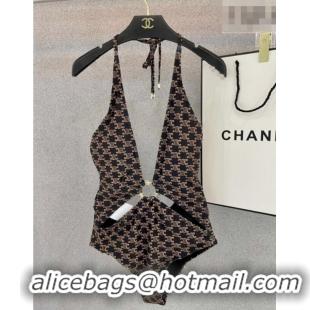 ​High Quality Celine One-Piece Swimwear with Logo Circle 1111 Brown 2025