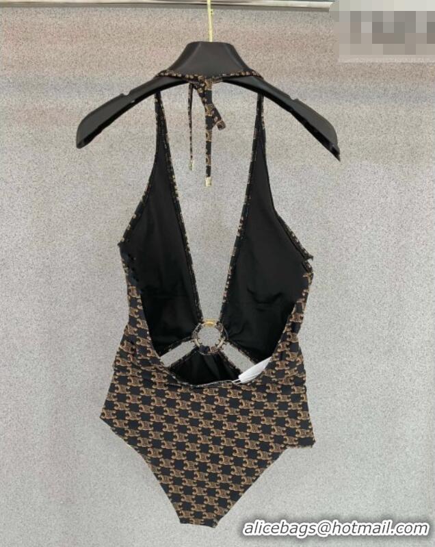 ​High Quality Celine One-Piece Swimwear with Logo Circle 1111 Brown 2025