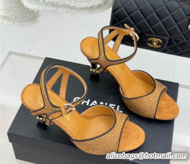 Popular Style Chanel Suede and Strass Heel Sandals 7cm CH030601 Gold 2026