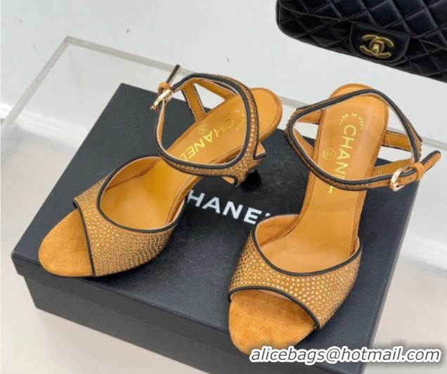 Popular Style Chanel Suede and Strass Heel Sandals 7cm CH030601 Gold 2026
