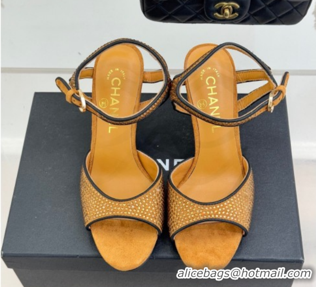 Popular Style Chanel Suede and Strass Heel Sandals 7cm CH030601 Gold 2026