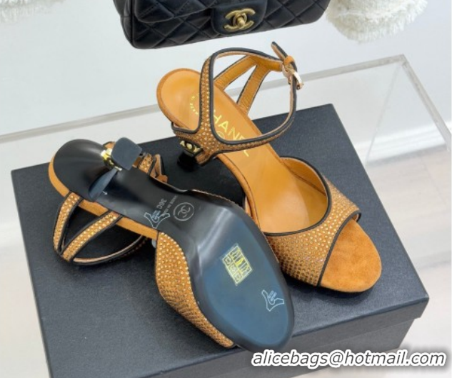 Popular Style Chanel Suede and Strass Heel Sandals 7cm CH030601 Gold 2026