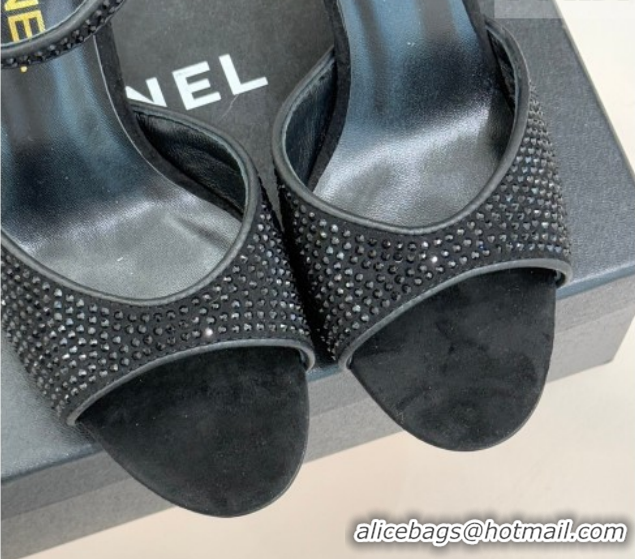 Best Price Chanel Suede and Strass Heel Sandals 7cm CH030601 Black 2026