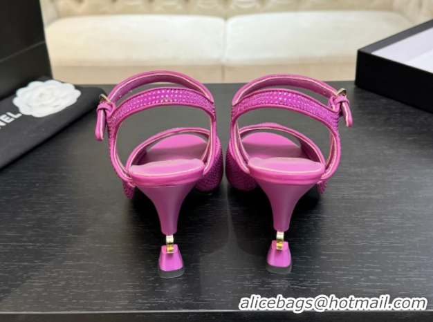 Top Grade Chanel Suede and Strass Heel Sandals 7cm CH030601 Dark Pink 2026