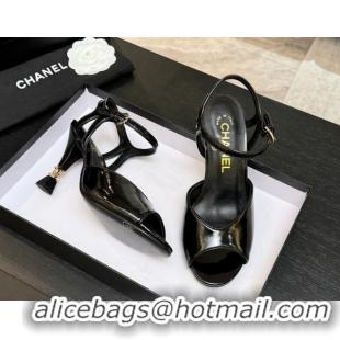 Purchase Chanel Patent Leather Heel Sandals 7cm CH030601 Black 2026