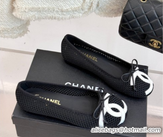Best Grade Chanel Mesh Ballet Flats with Maxi CC CH030603 Black 2026