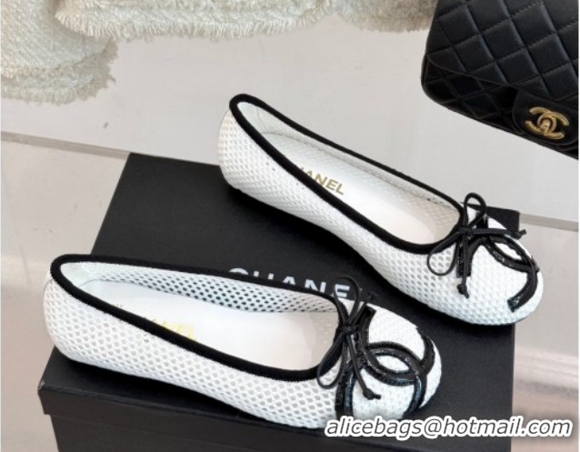 Durable Chanel Mesh Ballet Flats with Maxi CC CH030603 White 2026