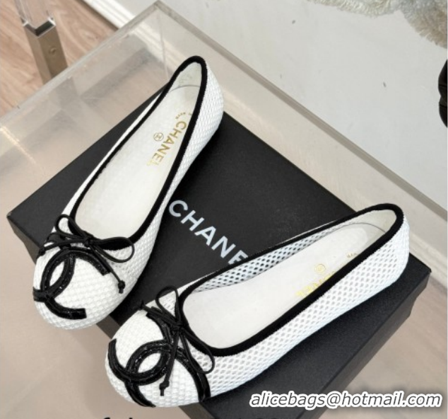 Durable Chanel Mesh Ballet Flats with Maxi CC CH030603 White 2026