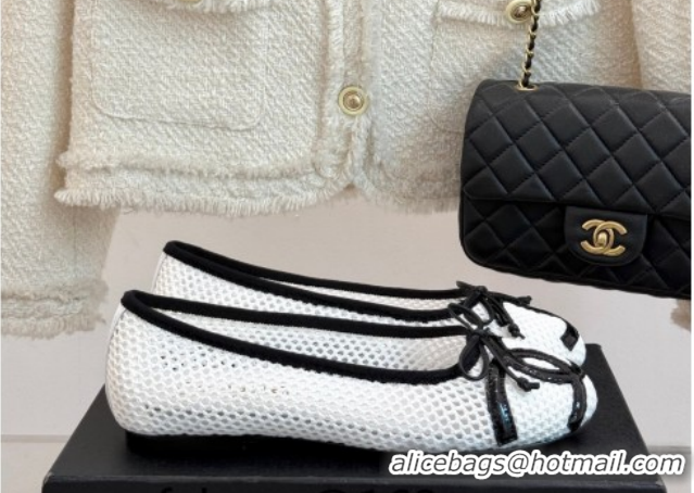 Durable Chanel Mesh Ballet Flats with Maxi CC CH030603 White 2026