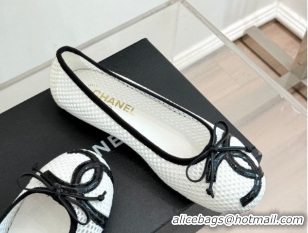 Durable Chanel Mesh Ballet Flats with Maxi CC CH030603 White 2026