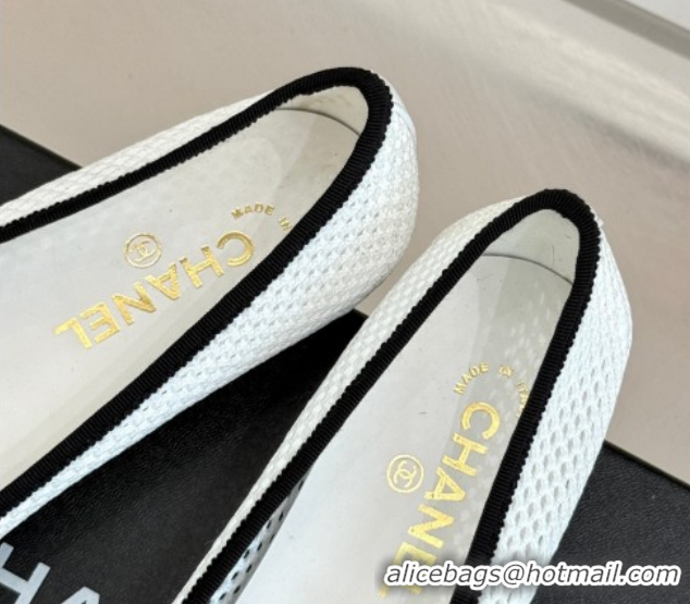Durable Chanel Mesh Ballet Flats with Maxi CC CH030603 White 2026
