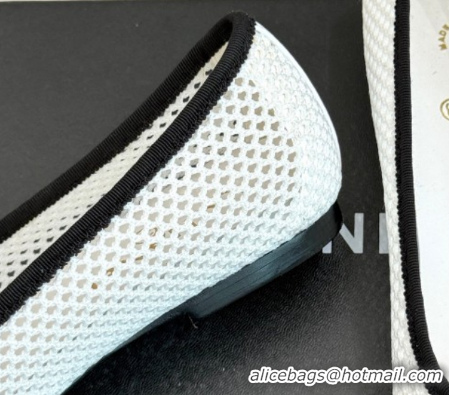Durable Chanel Mesh Ballet Flats with Maxi CC CH030603 White 2026