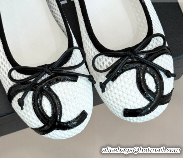 Durable Chanel Mesh Ballet Flats with Maxi CC CH030603 White 2026