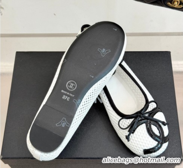 Durable Chanel Mesh Ballet Flats with Maxi CC CH030603 White 2026