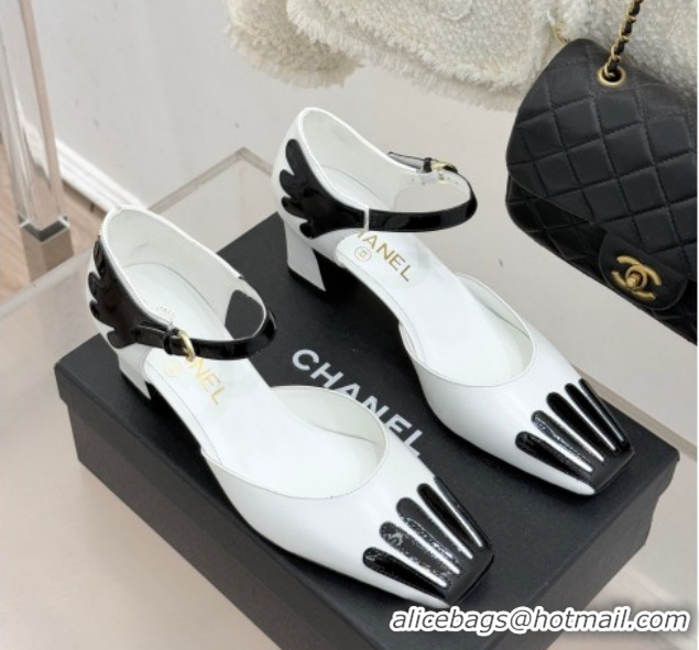 Charming Chanel Calfskin & Patent Leather Mary Janes Pumps CH030604 White 2026