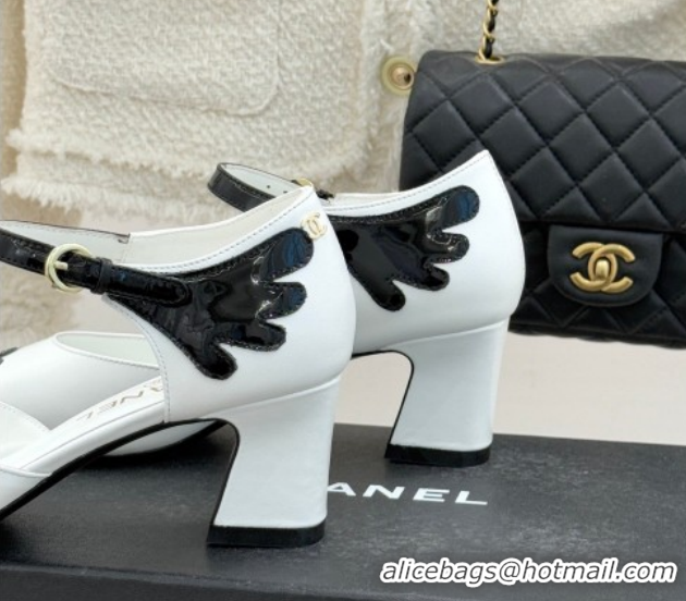 Charming Chanel Calfskin & Patent Leather Mary Janes Pumps CH030604 White 2026