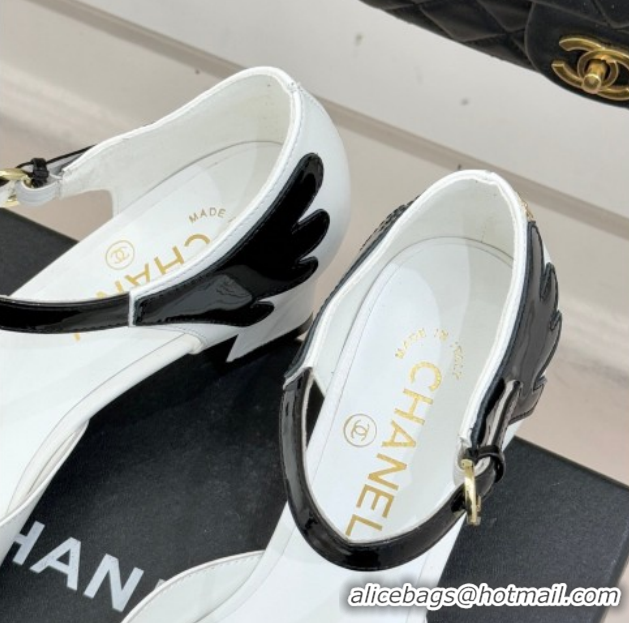 Charming Chanel Calfskin & Patent Leather Mary Janes Pumps CH030604 White 2026