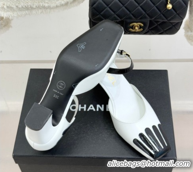 Charming Chanel Calfskin & Patent Leather Mary Janes Pumps CH030604 White 2026