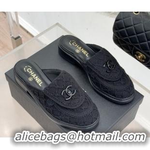 Best Grade Chanel Knit Flat Mules with CC Foldover G45474 Black 2026