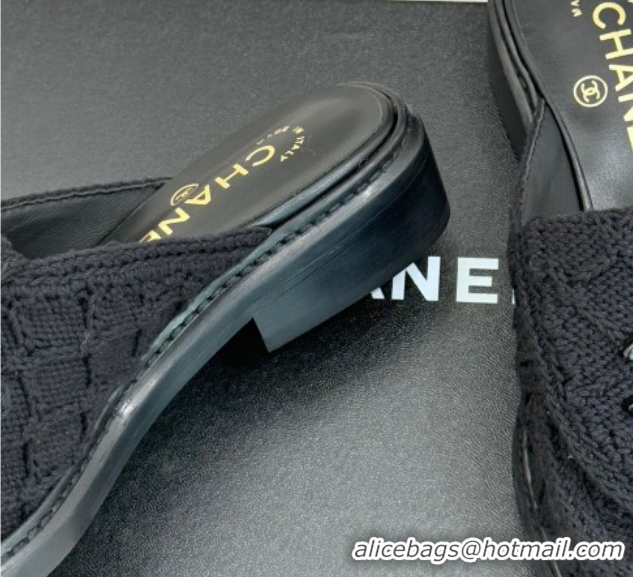 Best Grade Chanel Knit Flat Mules with CC Foldover G45474 Black 2026