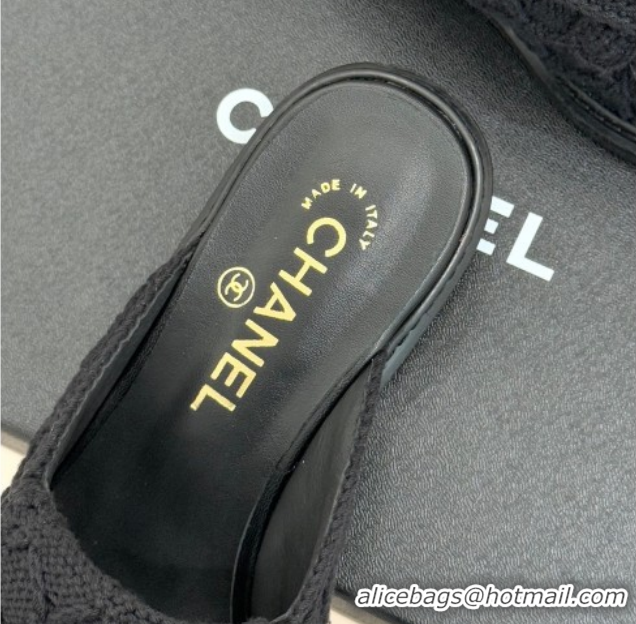 Best Grade Chanel Knit Flat Mules with CC Foldover G45474 Black 2026