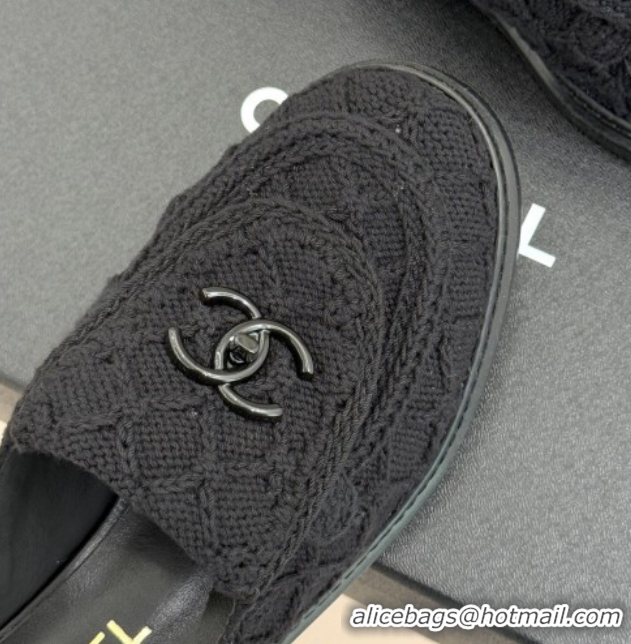 Best Grade Chanel Knit Flat Mules with CC Foldover G45474 Black 2026