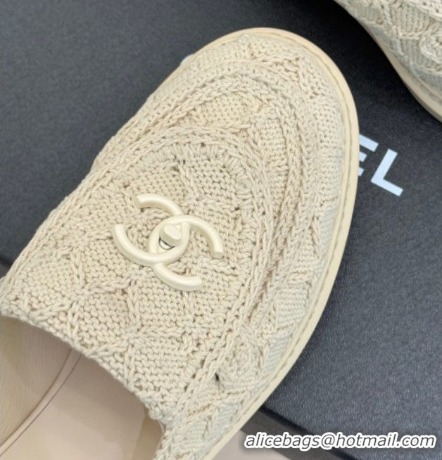 Top Design Chanel Knit Flat Mules with CC Foldover G45474 Beige 2026