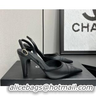 Low Price Chanel Lambskin Leather Slingbacks Pump 9cm G47084 Black2 2026
