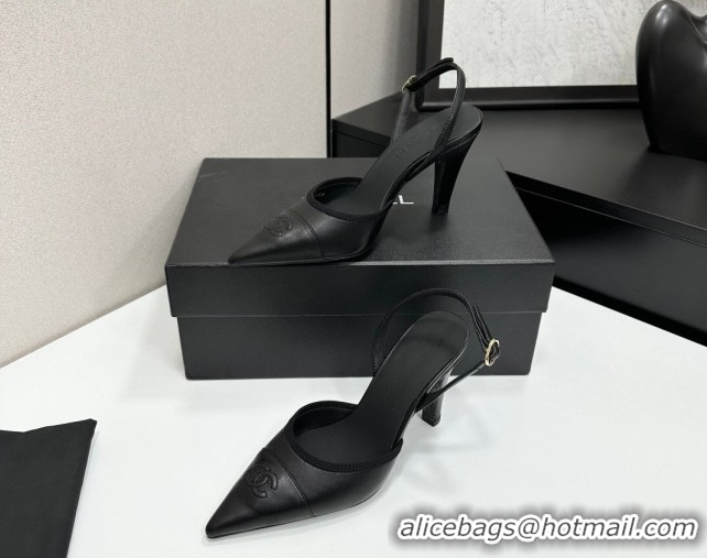 Low Price Chanel Lambskin Leather Slingbacks Pump 9cm G47084 Black2 2026