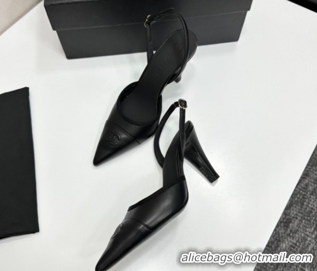 Low Price Chanel Lambskin Leather Slingbacks Pump 9cm G47084 Black2 2026