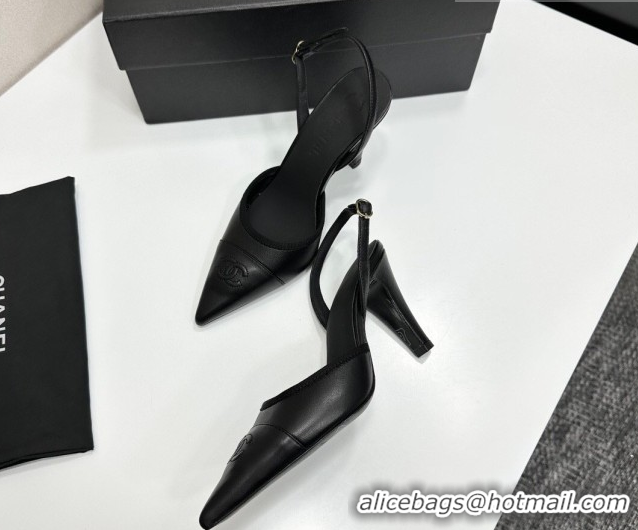 Low Price Chanel Lambskin Leather Slingbacks Pump 9cm G47084 Black2 2026