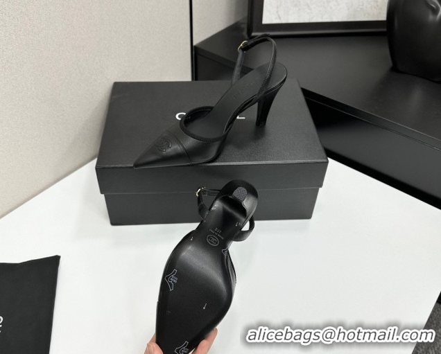 Low Price Chanel Lambskin Leather Slingbacks Pump 9cm G47084 Black2 2026