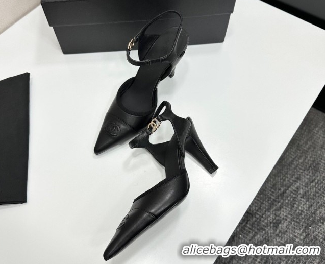 Good Looking Chanel Lambskin Leather Slingbacks Pump 9cm G47083 Black2 2026