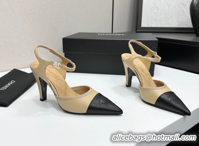 Best Product Chanel Lambskin Leather Slingbacks Pump 9cm G47083 Beige 2026