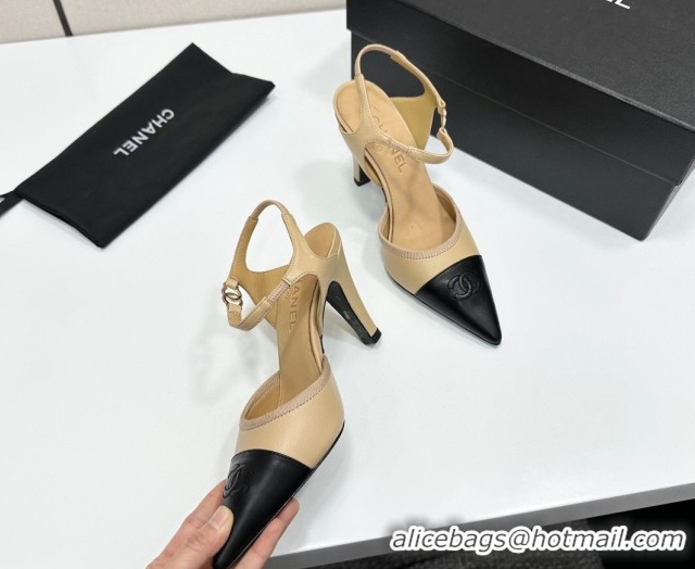 Best Product Chanel Lambskin Leather Slingbacks Pump 9cm G47083 Beige 2026