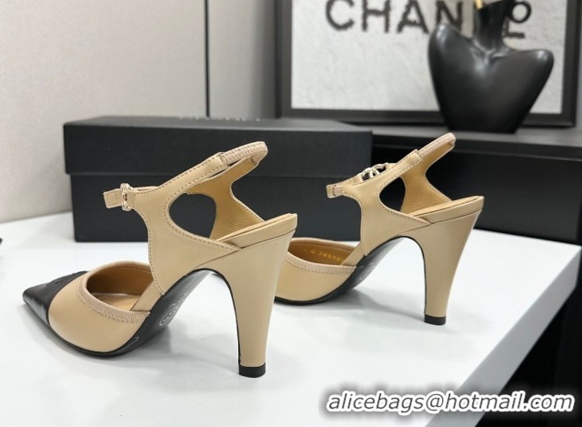 Best Product Chanel Lambskin Leather Slingbacks Pump 9cm G47083 Beige 2026