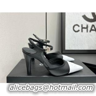 Unique Style Chanel Lambskin Leather Slingbacks Pump 9cm G47083 Black/White 2026