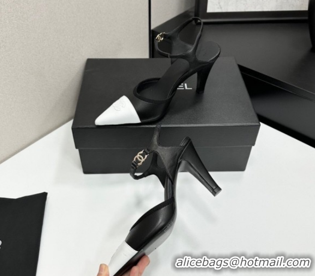 Unique Style Chanel Lambskin Leather Slingbacks Pump 9cm G47083 Black/White 2026