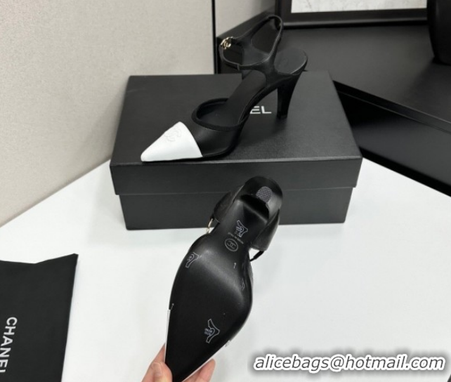 Unique Style Chanel Lambskin Leather Slingbacks Pump 9cm G47083 Black/White 2026