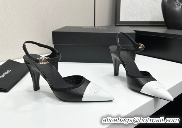 Unique Style Chanel Lambskin Leather Slingbacks Pump 9cm G47083 Black/White 2026