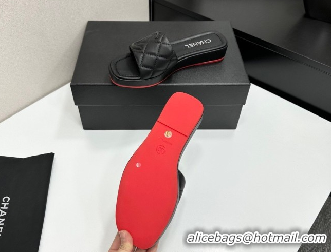 Top Grade Chanel Lambskin Leather Wedge Slides Sandal CH030605 Black1 2026