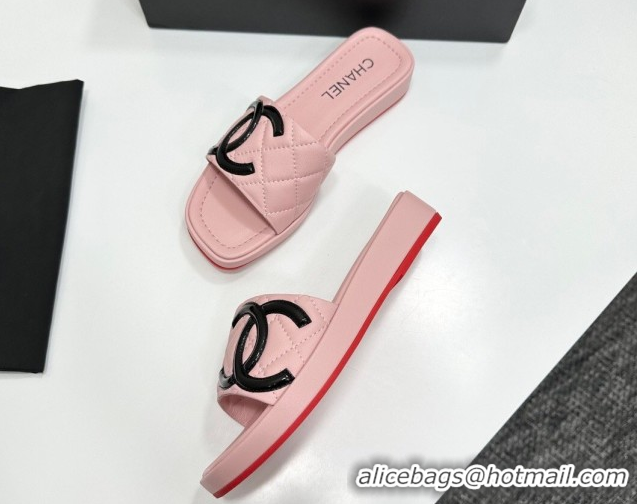Hot Style Chanel Lambskin Leather Wedge Slides Sandal CH030605 Pink 2026