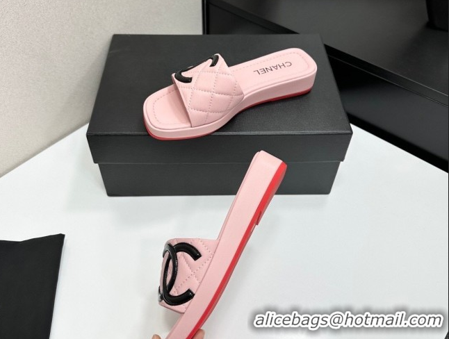 Hot Style Chanel Lambskin Leather Wedge Slides Sandal CH030605 Pink 2026