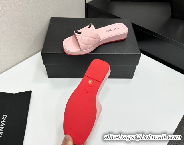 Hot Style Chanel Lambskin Leather Wedge Slides Sandal CH030605 Pink 2026