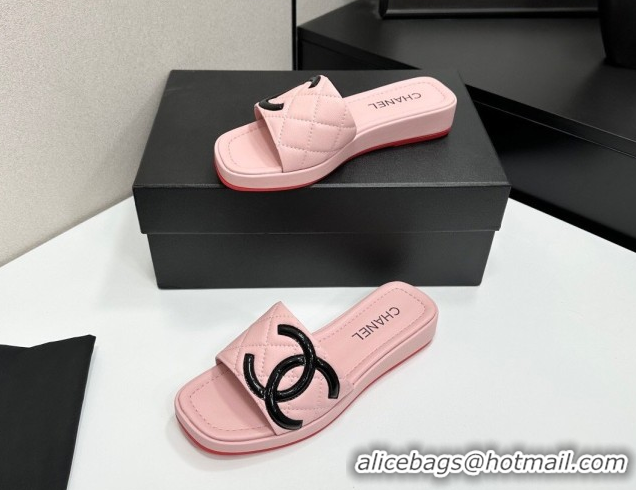 Hot Style Chanel Lambskin Leather Wedge Slides Sandal CH030605 Pink 2026