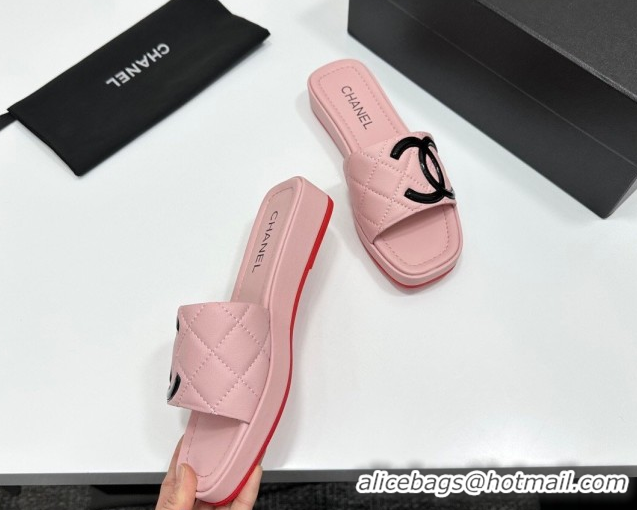 Hot Style Chanel Lambskin Leather Wedge Slides Sandal CH030605 Pink 2026