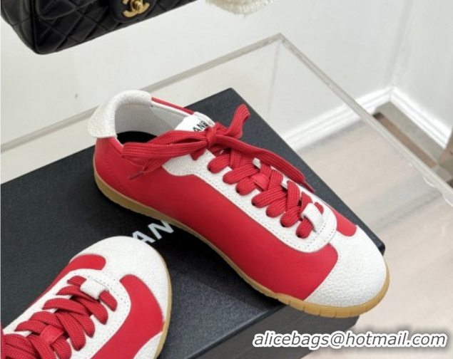 Grade Quality Chanel Calfskin Leather & Embossed Suede Sneakers G47125 Red 2026